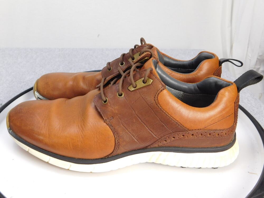 Johnston & Murphy Spikeless Golf Shoes Mens 8 Brown Leather Saddle XC4 25-3572